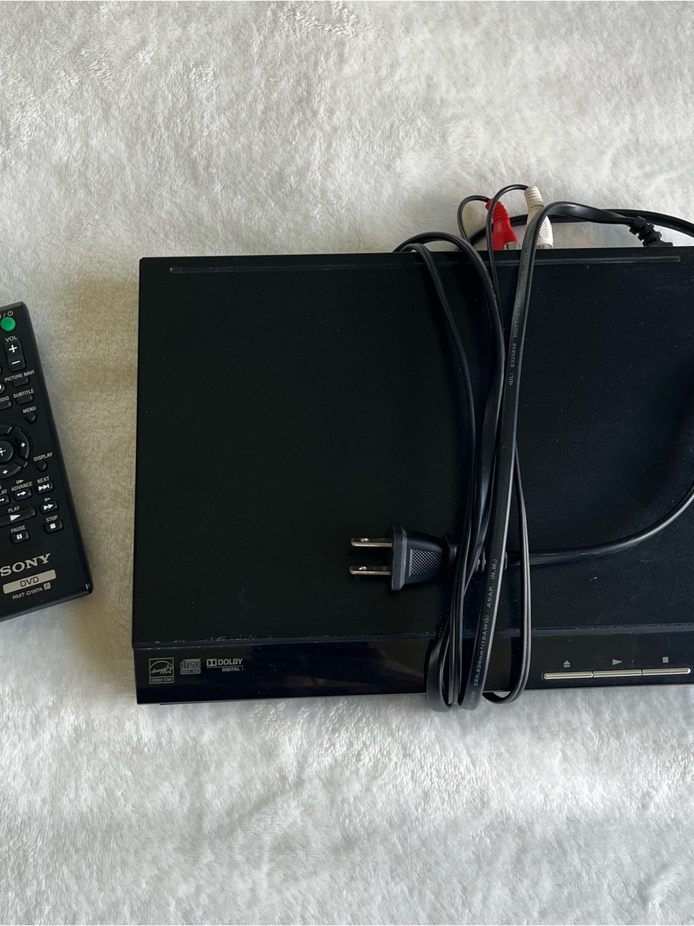Sony Black DVD Player with Remote and Cables